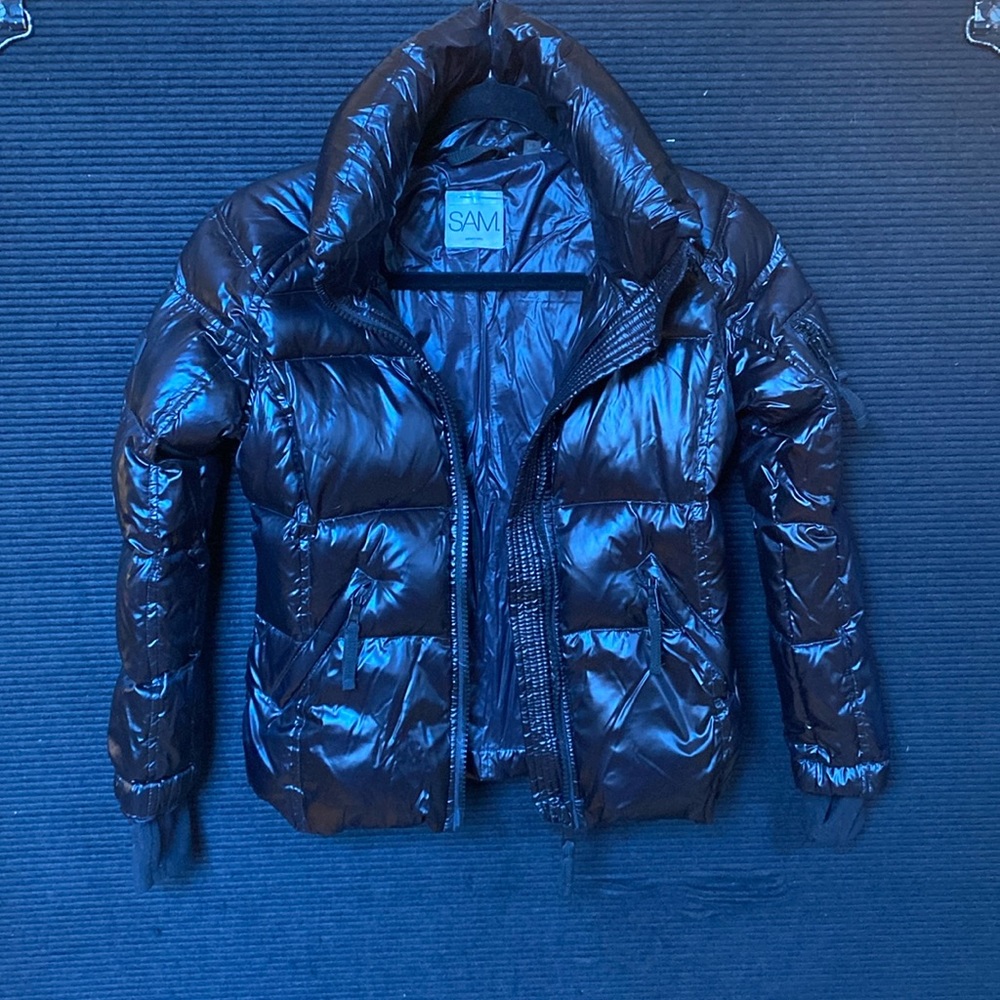 SAM Jacket, Black, Shiny, Puffer: “Girls Freestyle” Sz 10